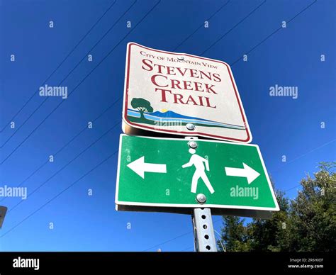 Stevens Creek Trail directional sign - Mountain View, California, USA ...