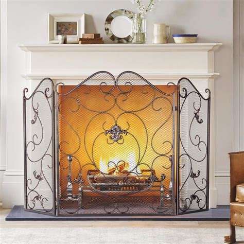 Amazon.com: Fireplace Screens 3 Panel Heavy Duty Free-Standing 36in ...