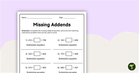 Image result for Math Missing Addend Worksheet