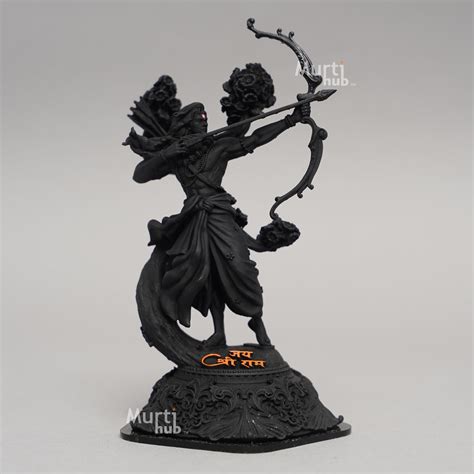 Standing Ram Idol in Black – Jai Shree Ram Warrior Pose Murti