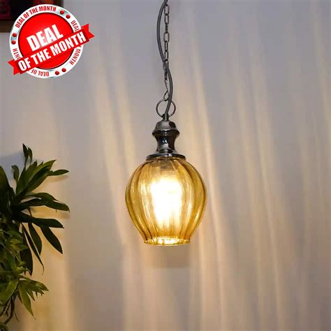 ESAROSA amber glass and metal hanging light – KAPOOR-E-ILLUMINATIONS ...