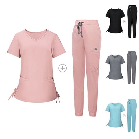 BiZtdJrK Women's Scrub Sets V Neck Short Sleeve Scrubs Tops and Jogger ...