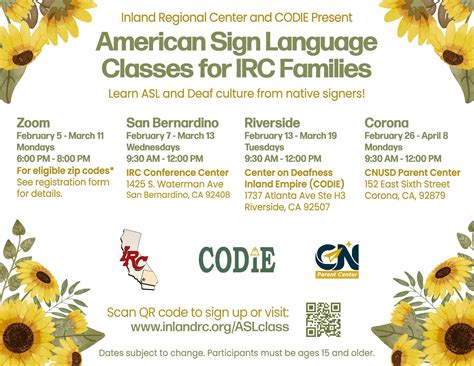 Mga Klase sa American Sign Language para sa Mga Pamilya ng IRC – Spring ...