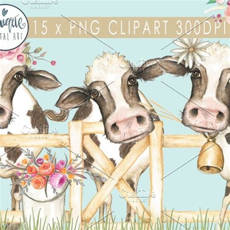 Cows Clip Art Water colour | Cow clipart, Baby cows, Cute cows