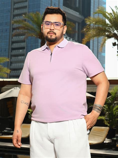 Instafab Plus Men's Lilac Solid Polo T-Shirt