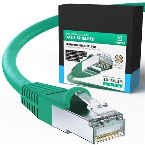 iVoltaa Ethernet Cable CAT6A Cable Dual Shielded (SF/UTP), 100% Copper ...