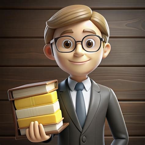 A cartoon of a man holding a book with a book in his hand | Premium AI ...