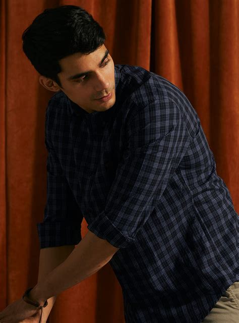 Buy Deep Ocean Check | Casual Navy Check Shirts for Men Online | Andamen