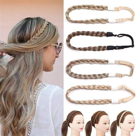 Hair Braided Hair Extensions Headband Classic Chunky Wide Plaited ...