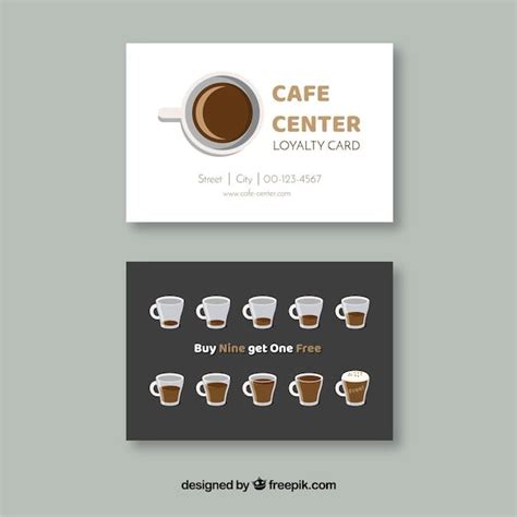 Cafe loyalty card template with elegant style | Free Vector | Loyalty ...