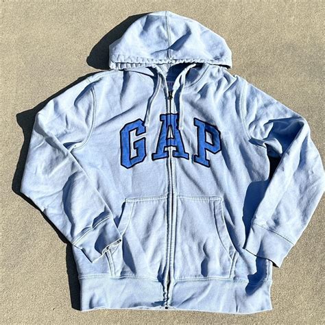 GAP baby blue zip up hoodie men’s medium fits... - Depop