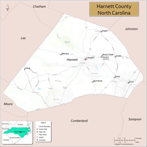 Map of Harnett County, North Carolina, USA - Check Where is Located ...