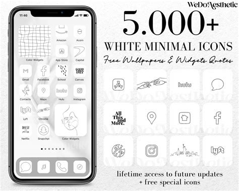 Buy 5000 White Minimal App Icon Pack, White App Icons Aesthetic, IOS 15 ...