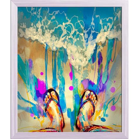 ArtzFolio Colorful Feet On Sandy Beach | Premium Canvas Painting for ...