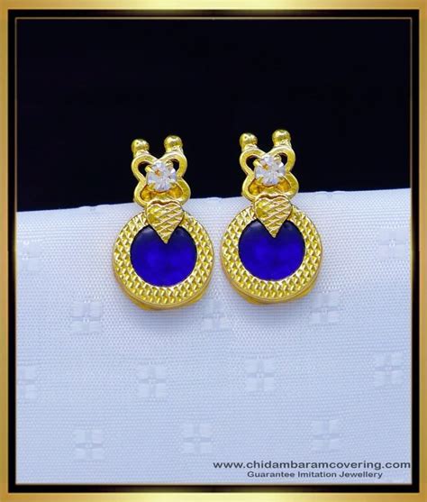 Buy Original Gold Plated Blue Palakka Stud Earrings Online