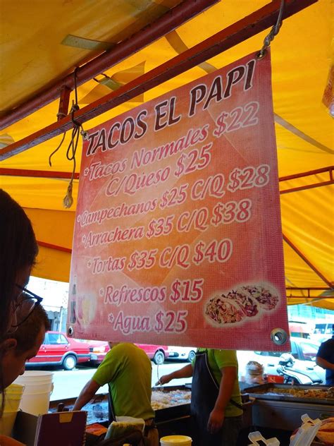 Menu at Tacos "El Papi" restaurant, Mexico City, Ote 91 3229