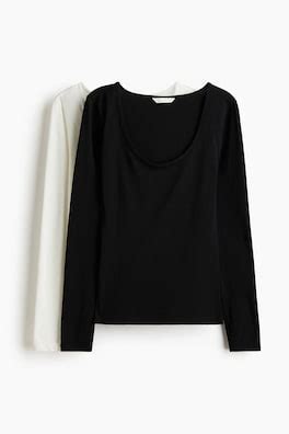 Women's White/Black 2-pack jersey tops | H&M IN