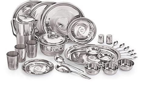 Neelam Stainless Steel 22 Gauge, 55 Pieces Diamond Touch Dinner Set ...