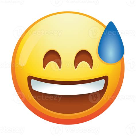 A grinning emoji face with sweat, showcasing a relieved smile and ...