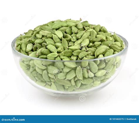 Green Cardamon Pods Glass Bowl Isolated White Stock Photos - Free ...