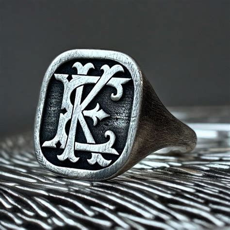Monogram Signet Ring, Vintage Initial Ring, Rustic Men Ring, Unique ...