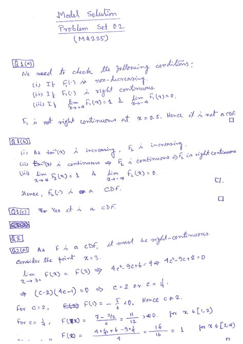 Tutorial 2 Solution - Nice - Model solution Problem Set 02 (MA225) Q1(a ...