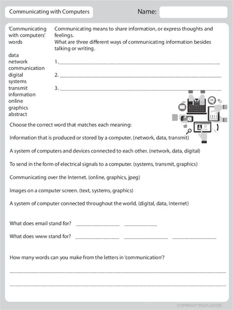 Fillable Online Communicating with Computers 6 worksheet Fax Email ...