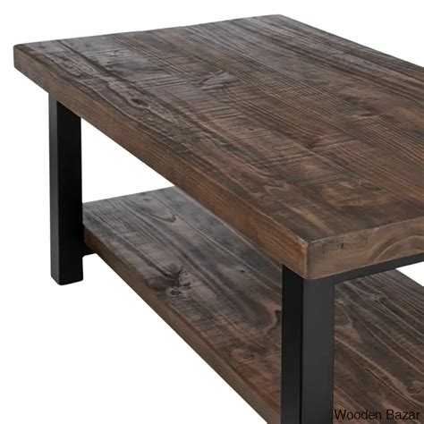 Rundell 42" Rustic Industrial Solid Wood and Metal Rectangular Coffee ...