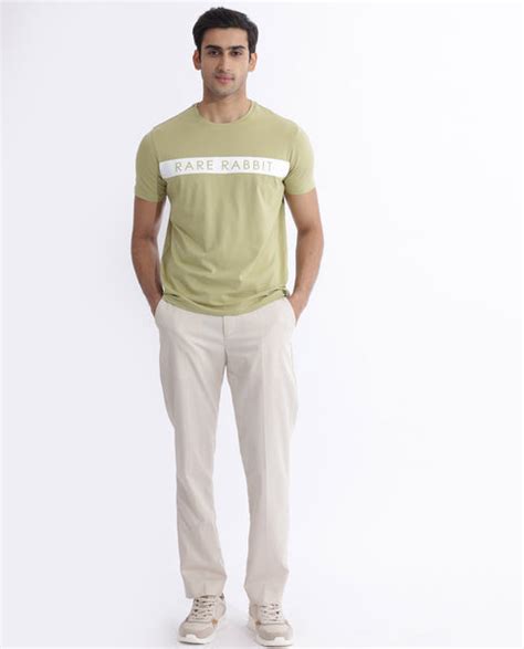 Rare Rabbit Men's Eloise Light Green Cotton Blend Graphic Print Regula