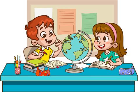 cute little kids studying together cartoon vector illustration 21611460 ...