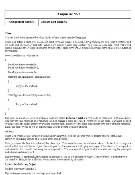 Core java lab ass2 - Core java - Assignment No. 2 Assignment Name ...