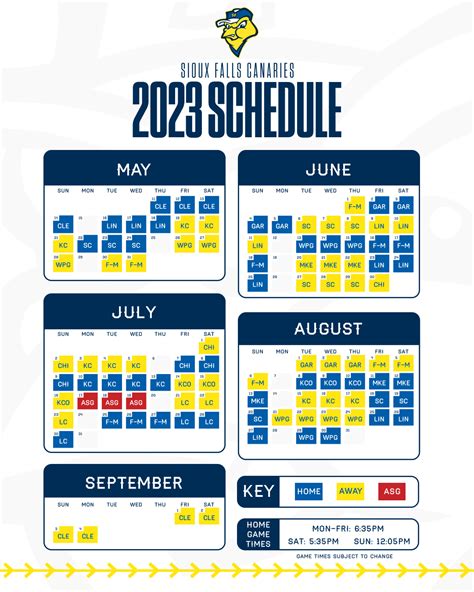 Sioux Falls Canaries 2023 Schedule - Sioux Falls Canaries