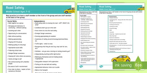 Middle School Road Safety Checklist