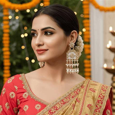 Tessara Gold-Plated Kundan Chandelier Earrings with White Pearls