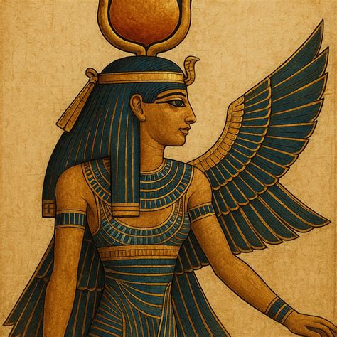 Egyptian goddess Isis with iconic headdress, ancient Egyptian style ...
