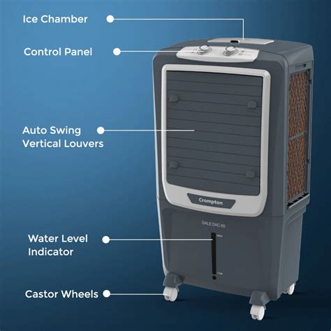 Crompton Gale DAC 60 Desert Air Cooler 60L | 4000 CMH | Honeycomb Pads ...