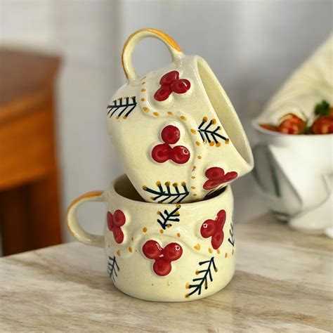 BACKKSPACE RETAIL Ceramic Mugs with Unique 3D Cherry Design Set of 2 ...