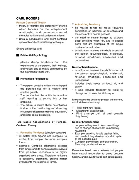 CARL Rogers - CARL ROGERS Person-Centered Theory theory of therapy and personality change which ...