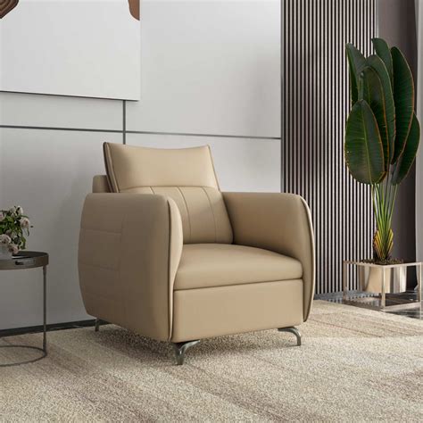 Infinia 1 Seater Leatherette Sofa- Beige – Nilkamal Homes