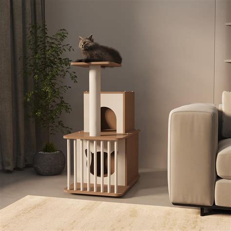 Boho Cat House Design, Cat Condo House, CNC Pet House, Wooden Cat Shelf ...