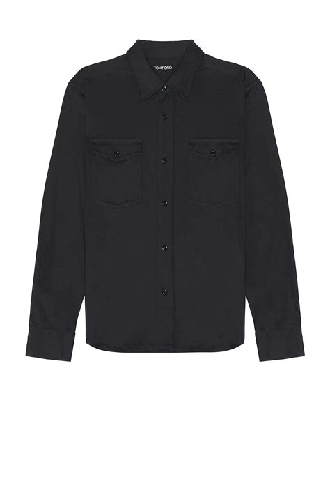 TOM FORD Silk Cotton Ls Shirt in Black | FWRD