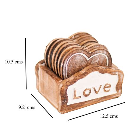 Kezevel Wooden Coasters Mango Wood- Artistically Handcrafted Heart ...