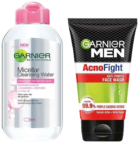 Garnier Skin Naturals Micellar Cleansing Water, 125ml+Garnier Men Acno ...