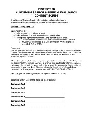 Image result for Toastmasters Script Sample