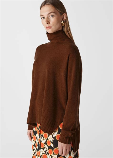 Camel Cashmere Funnel Neck Sweater | WHISTLES