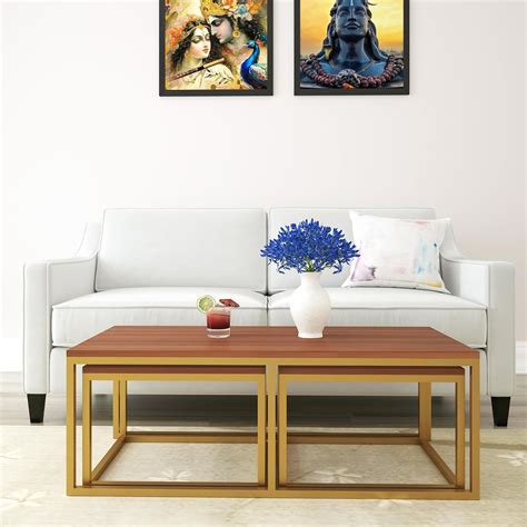 Redwud Brinly Engineered Wooden Center Table/Wooden Nesting Table with ...