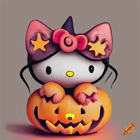 Cute hello kitty dressed in halloween costume
