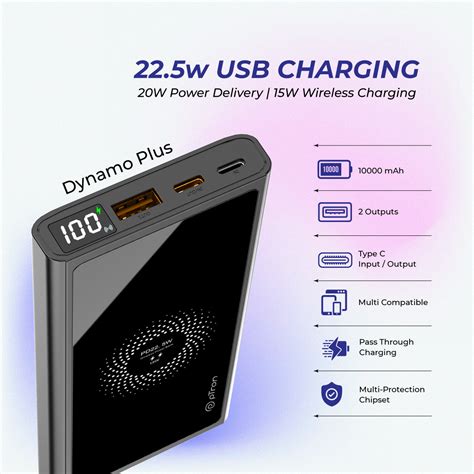 pTron Dynamo Plus 10000mAh 22.5W PD Power Bank (Black) - pTron India