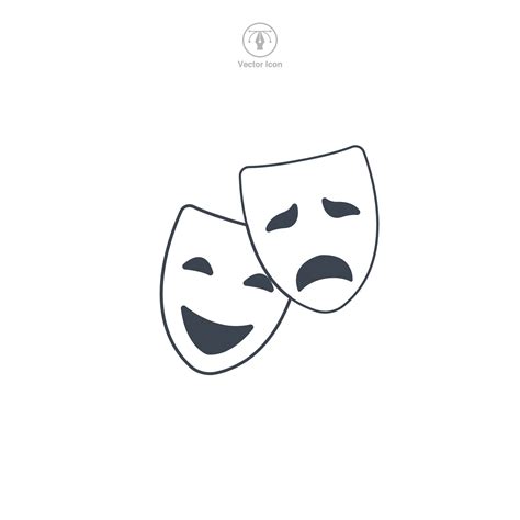 Theater Mask Comedy and tragedy icon symbol vector illustration ...