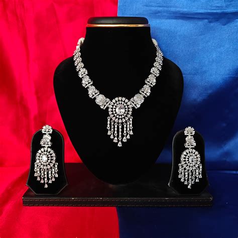 Elegant Silver Short Necklace – Ambica Wedding Mall